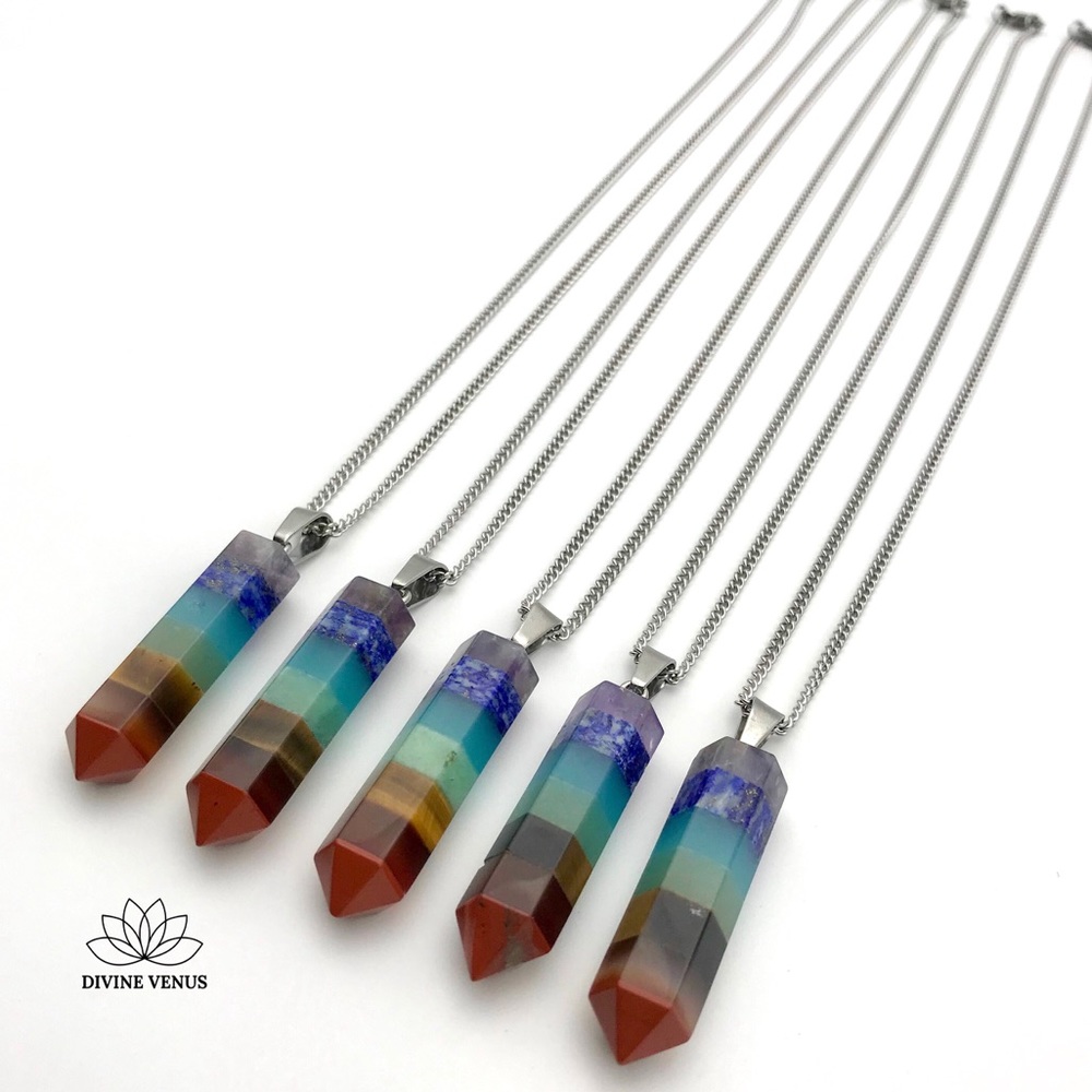 7 Chakra Pendulum Necklace - Picture 5 of 8